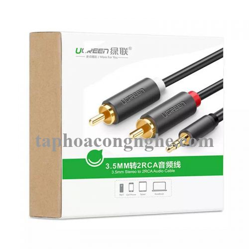 Ugreen 10513 5M màu Đen Cáp âm thanh 2 đầu Bông sen sang 3.5mm dương AV116 30010513